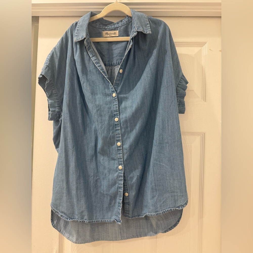 Casual Denim Blue Button-Up Madewell Shirt